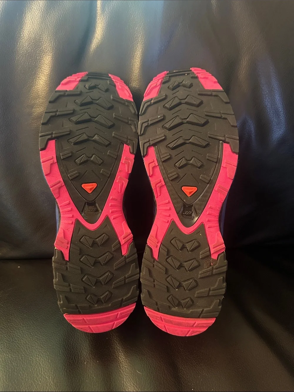 Salomon Trail Runners in Navy with Yellow & Pink Highlights Women's 9.5